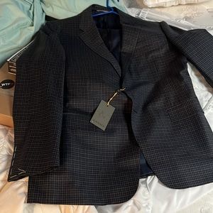 Canali navy checked suit jacket, size 58 Long drop, Nordstrom